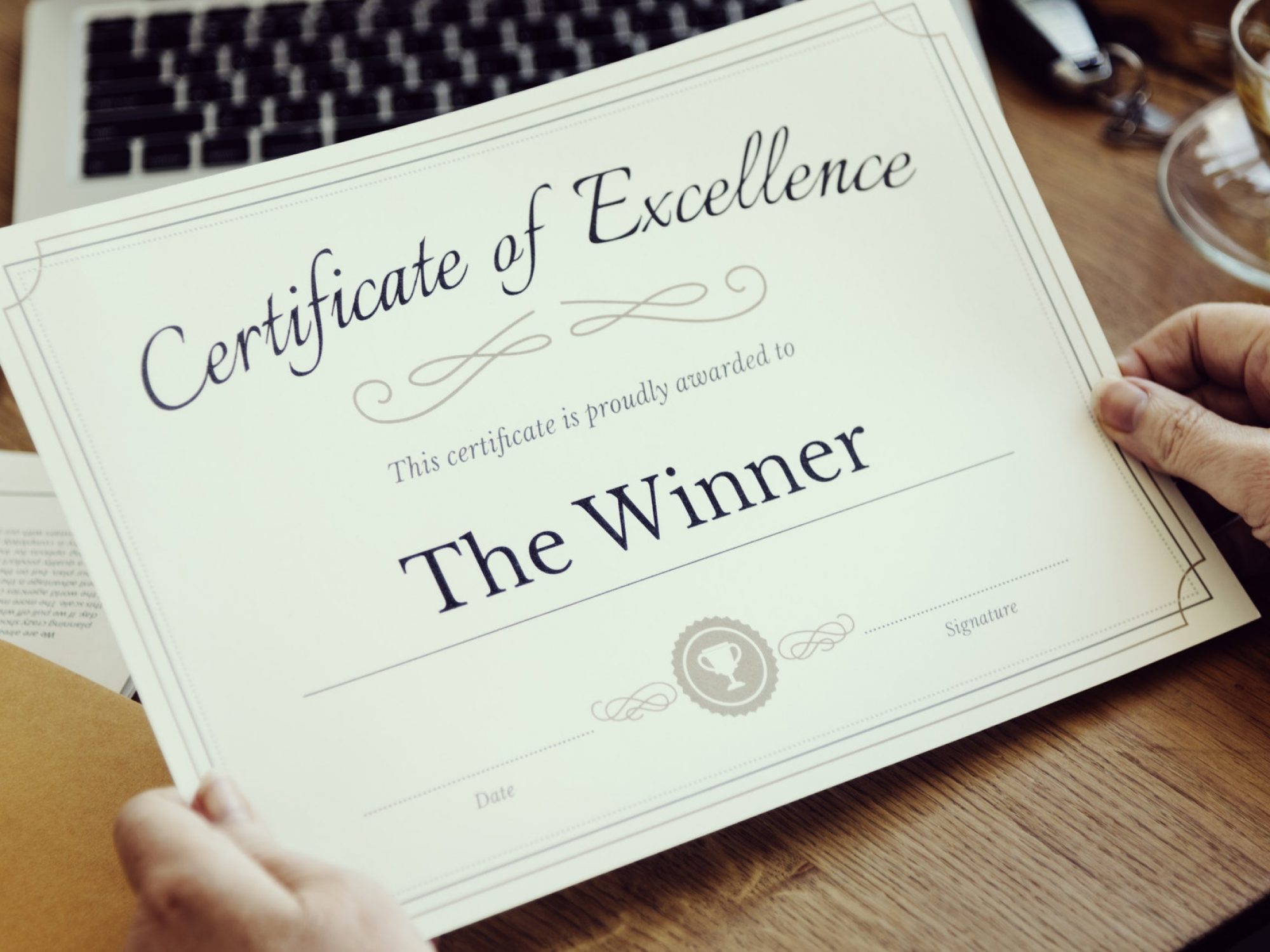 Senior Adults Reading Holding Certificate Concrpt